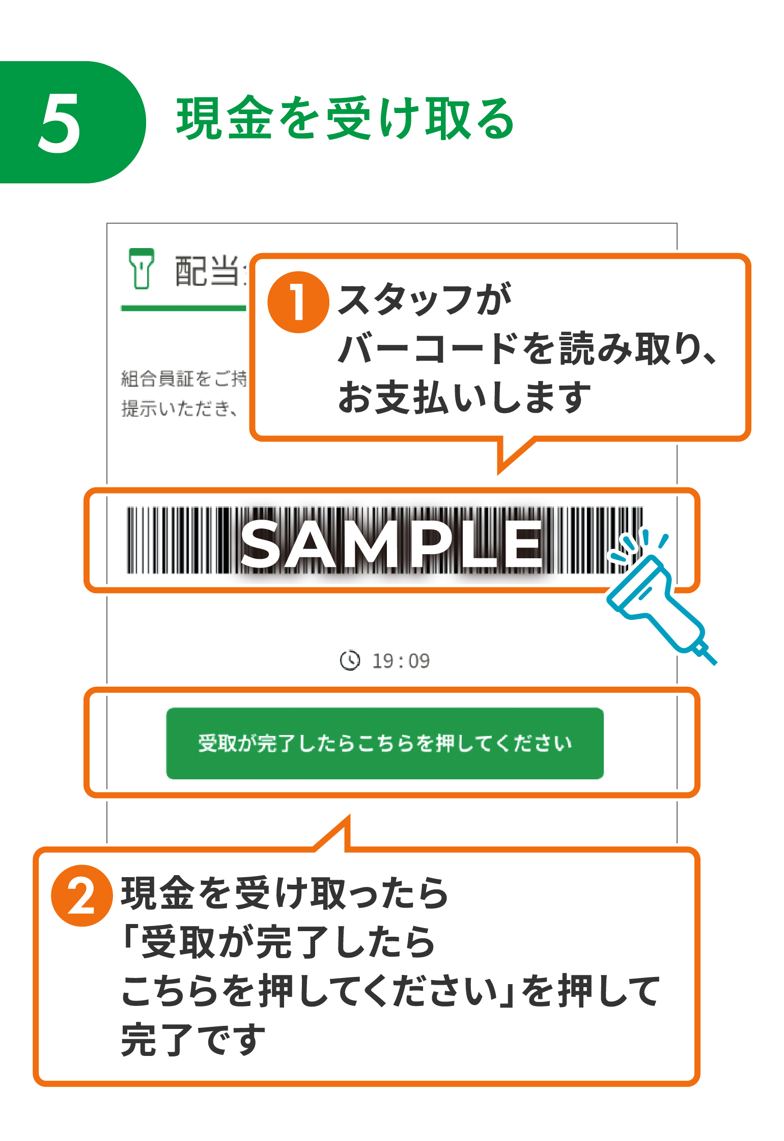 【5】現金を受け取る