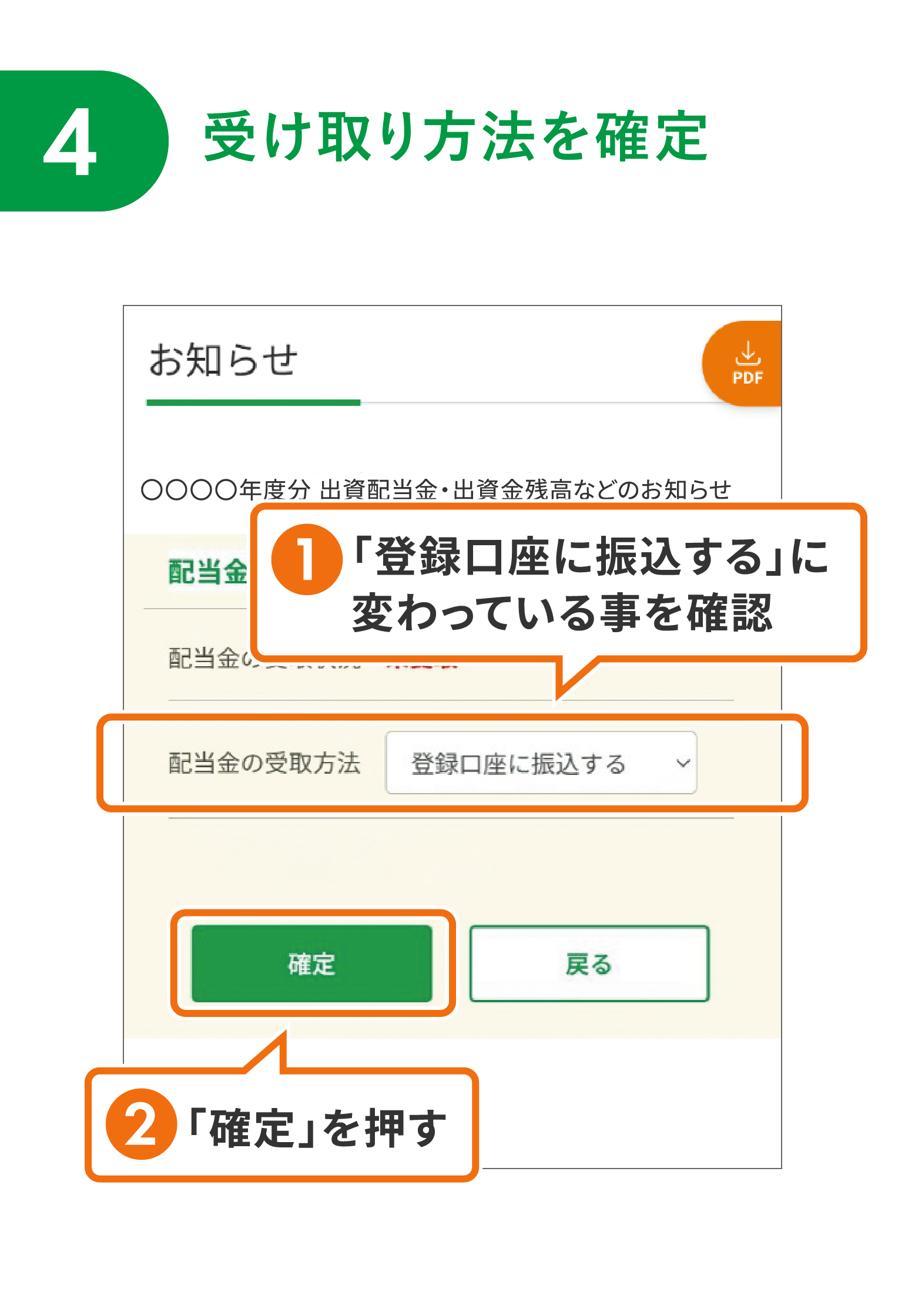 【4】受け取り方法を確定
