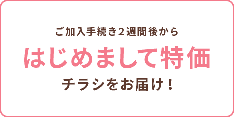 ご加入手続き２週間後からはじめまして特価