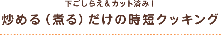 下ごしらえ＆カット済み！　炒める（煮る）だけに時短クッキング