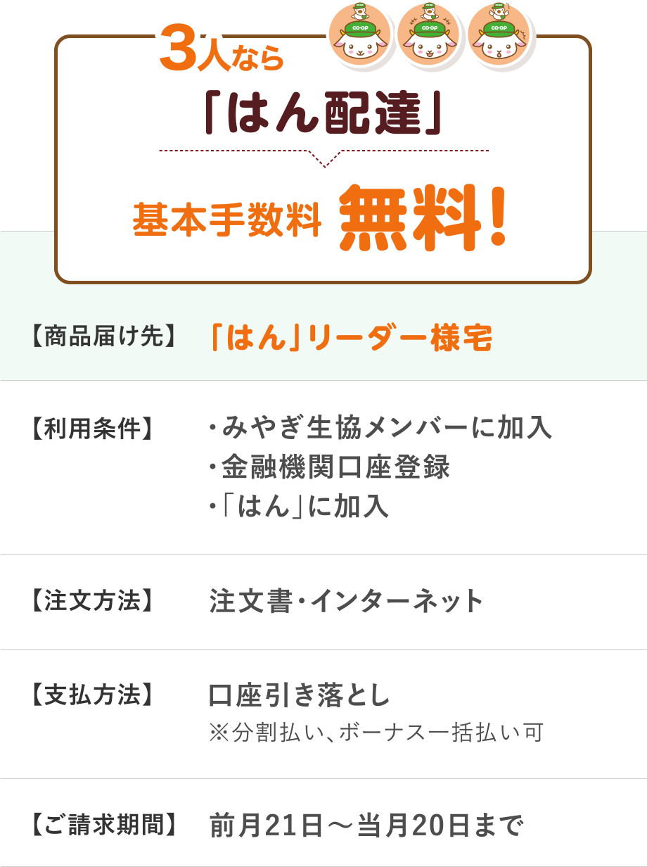 3人以上なら「はん配達」