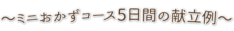 ミニおかずコース5日間の献立例