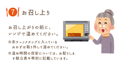 【⑦お召し上がり】お召し上がりの前に、レンジで温めてください。