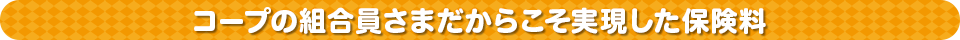 コープ共済組合員さまだからこそ実現した保険料